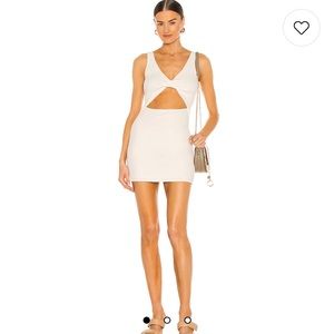 NWT Lovers + Friends Ivory Knit Sleeveless Front Cut Out Chels Mini Dress